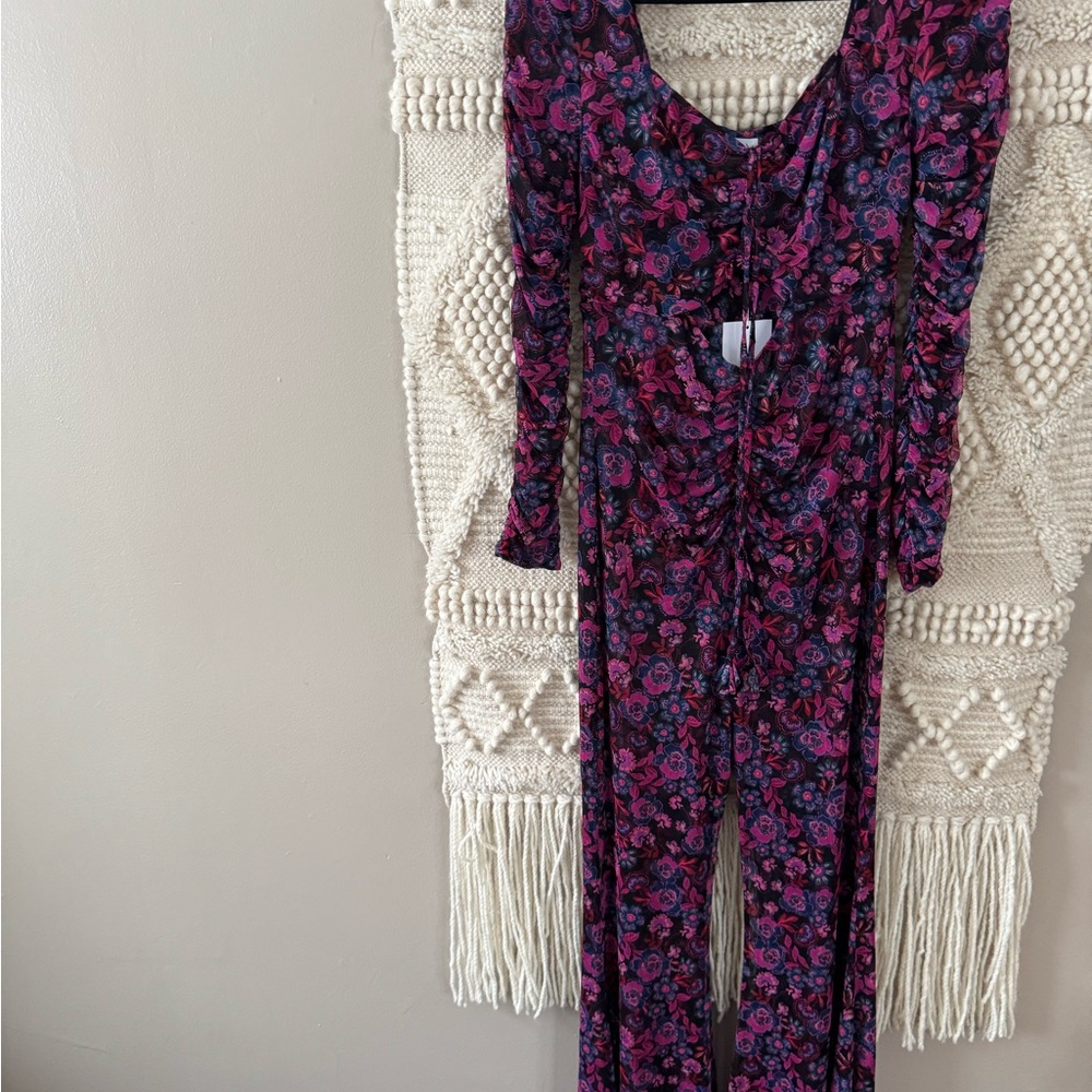 Shania jumpsuit by MISA Los Angeles electric ditsy mesh size S NWT